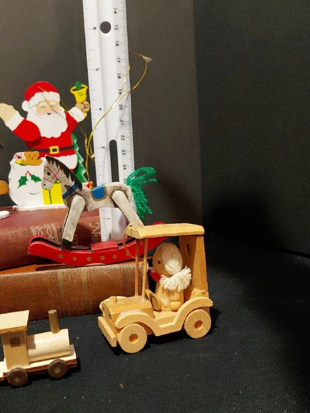 VINTAGE  Wooden KITSCH Christmas Ornaments, set of 7